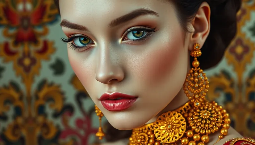 gold jewelry on pale