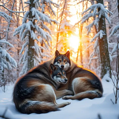 cuddling wolves