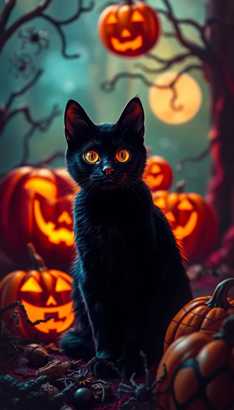 black halloween cat