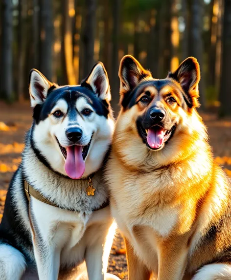 husky and a german