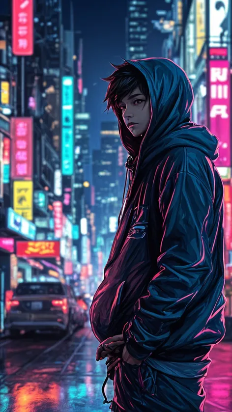 Anime boy in hoodie Image Free AI Generator Makepix