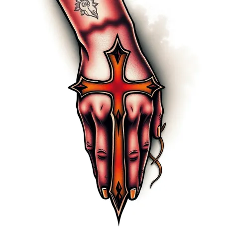 cross in hand tattoo