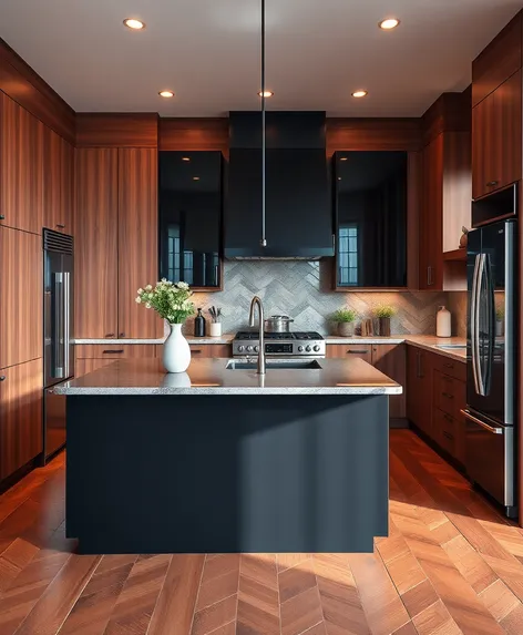 black kitchen island