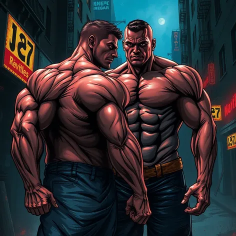 extremely muscular men