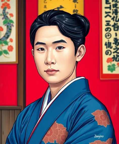 tanjiro blue kimono portrait