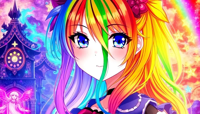 rainbow hair anime