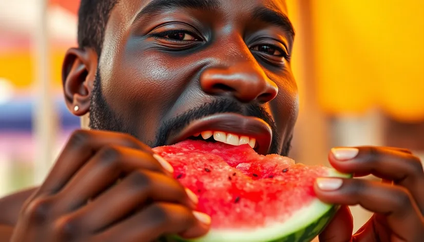 black guy eating watermelon