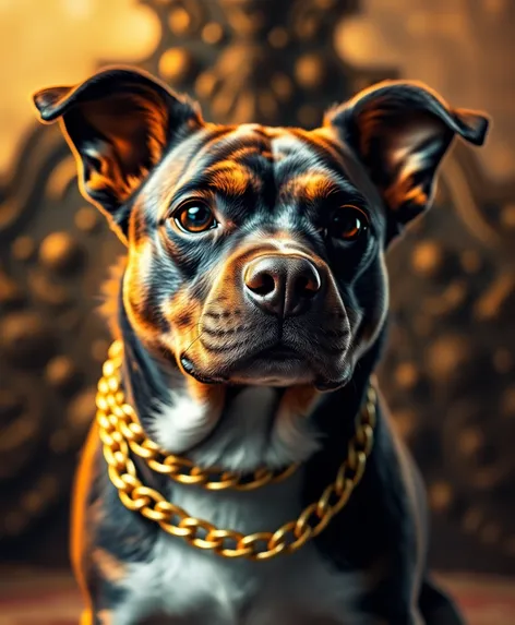 gold chain on dog