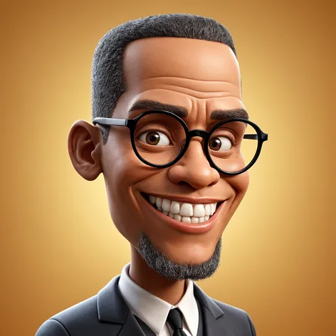 Malcolm X smiling, gold