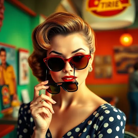 wearing sunglasses 50's woman