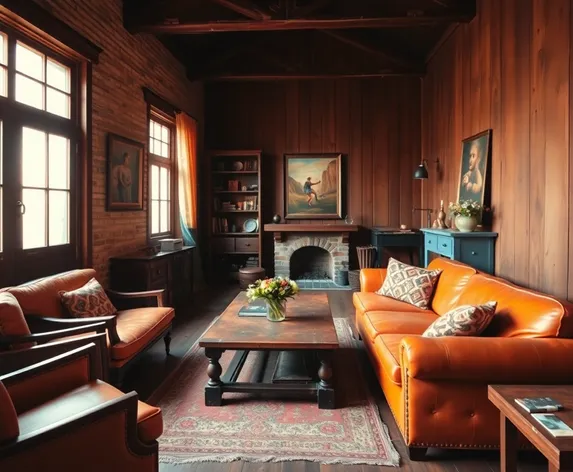 orange leather couch