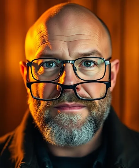 bald man with glasses