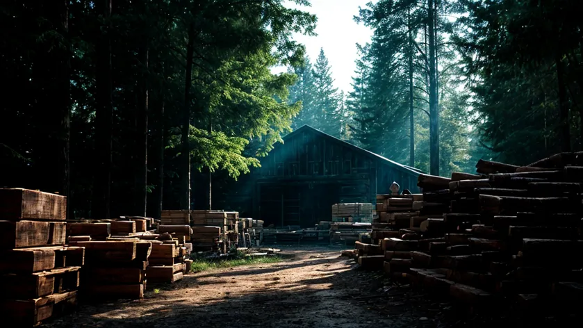 lumber yard in forest