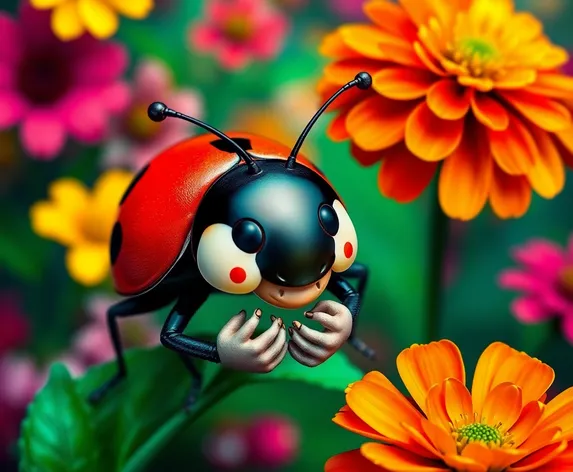 ladybugs with her hands