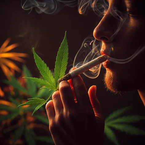 A cannabis leaf smoking