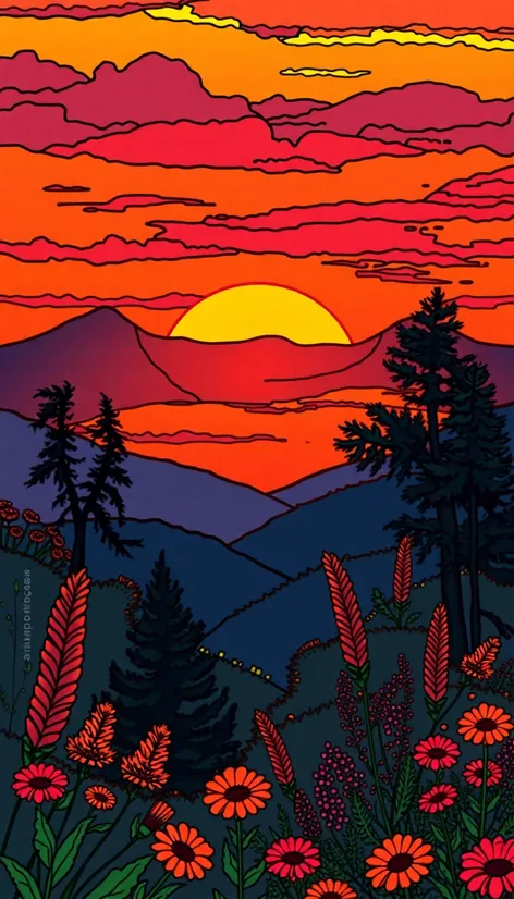 coloring pages sunset