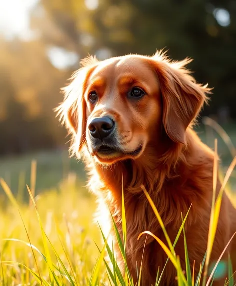 red colored golden retriever