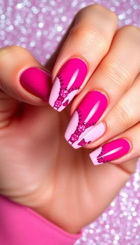 hot pink nail designs