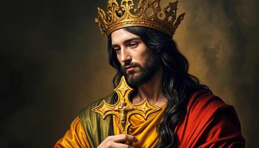 Jesus wearing a crown,