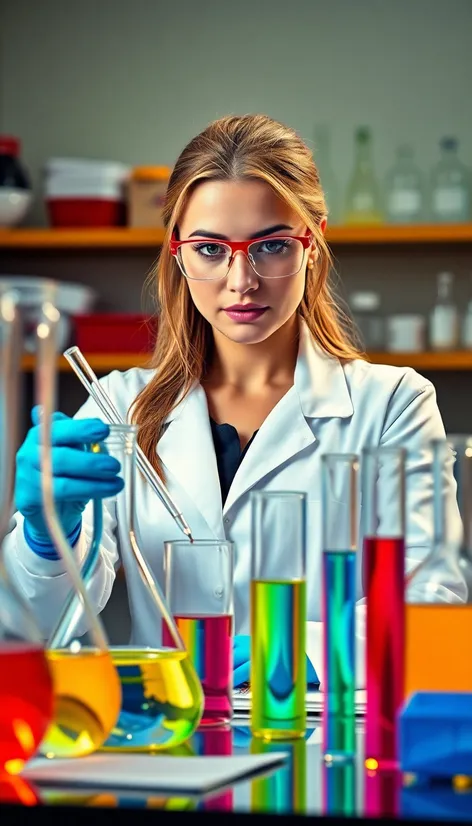 female lab person mixing