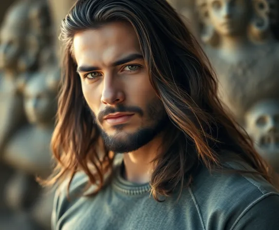 handsome man long hair