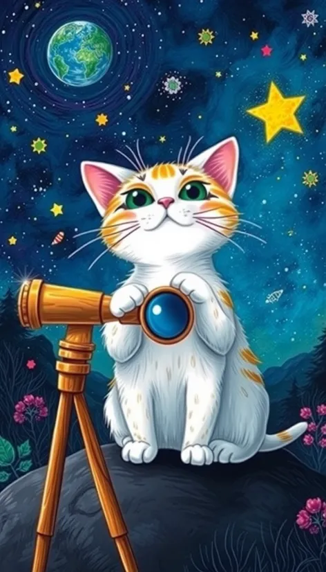 cat with telescope