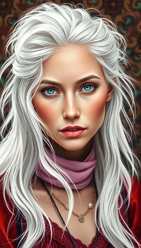 young woman white hair