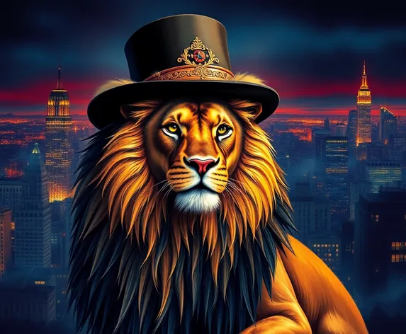 lion with hat