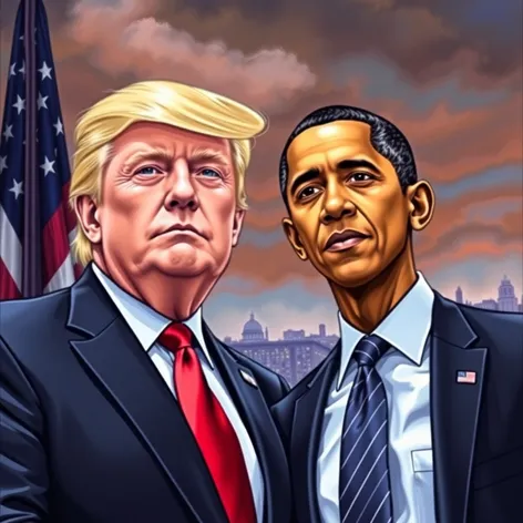 trump obama standing together