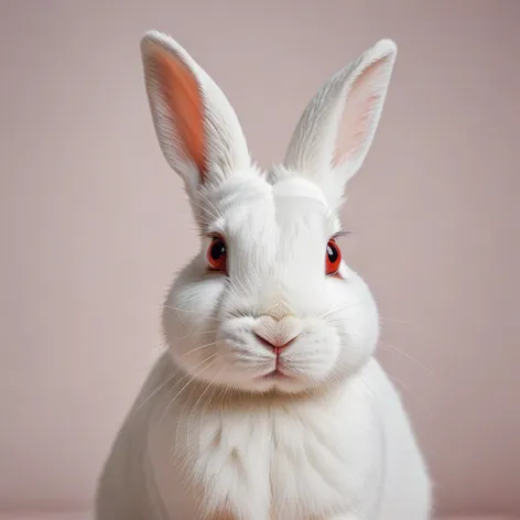 white bunny with red