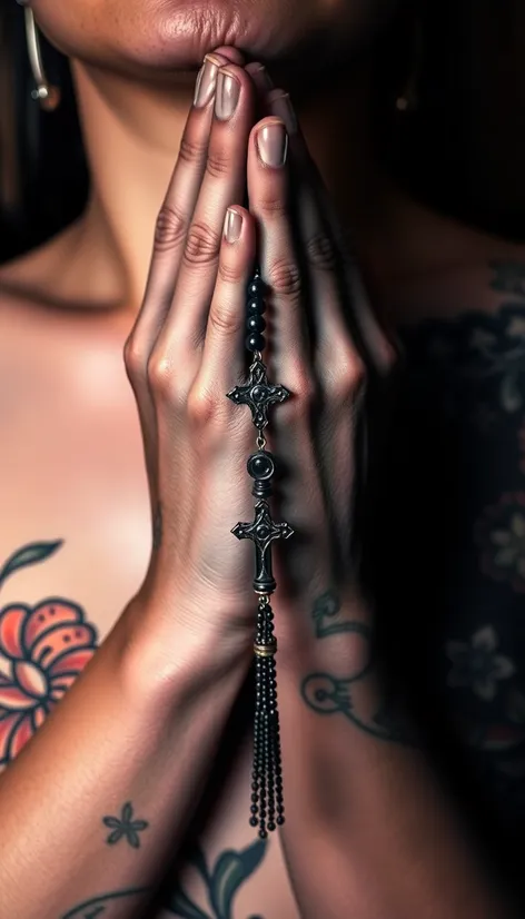 rosary tattoos with praying