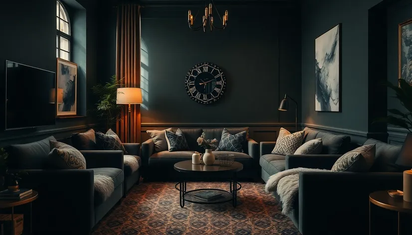 dark green living room