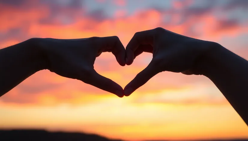 cute sunset heart hands