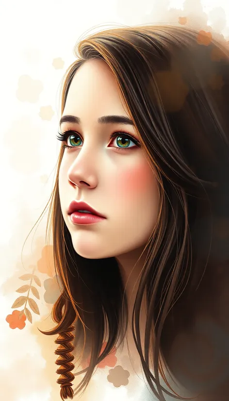 brown hair girl drawing