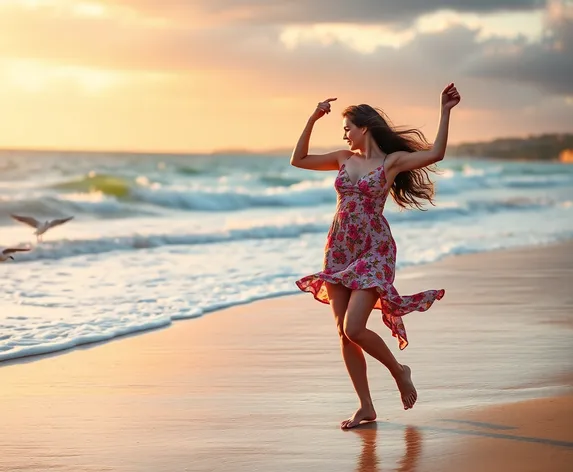 dancing on a beach