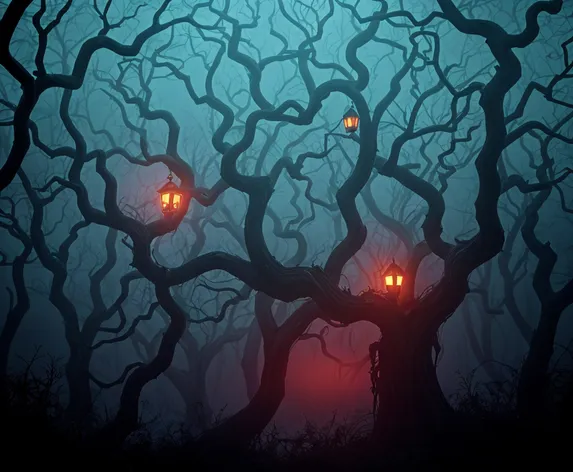 Creepy forest at night,