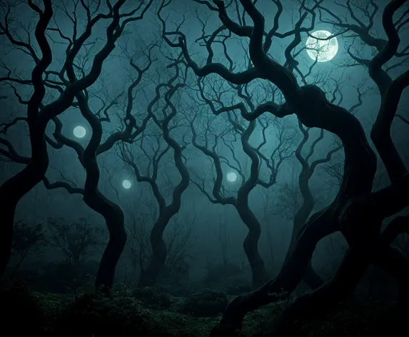 Creepy forest at night,