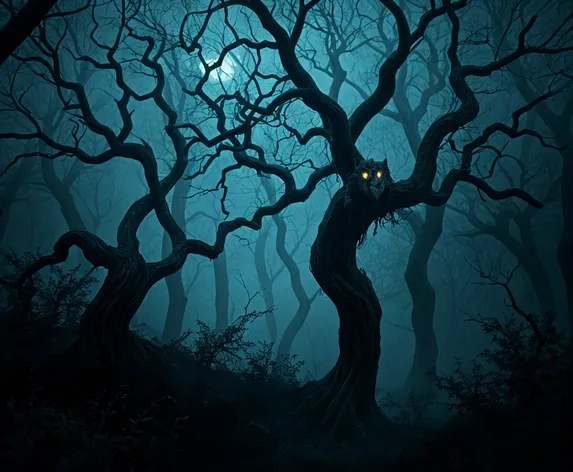 Creepy forest at night,