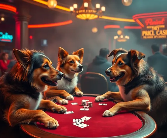 dogs around a poker