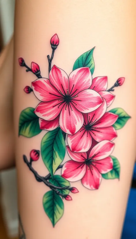 realistic cherry blossom tattoo