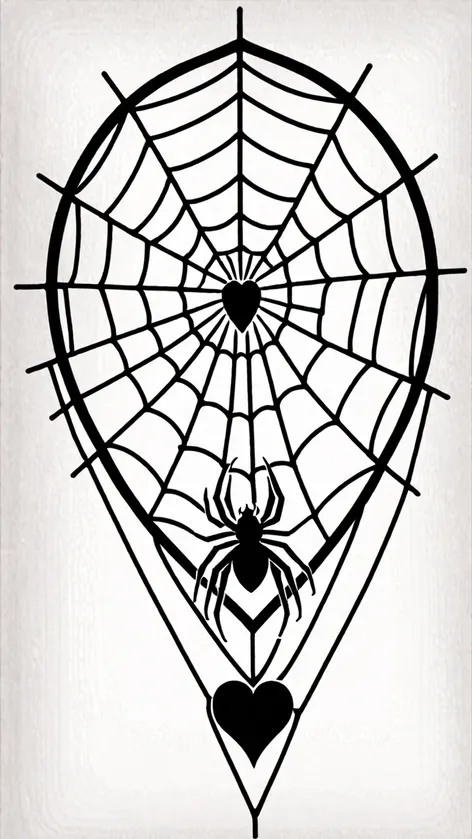 heart spider web tattoo