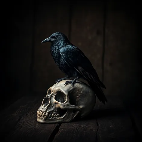 crow on skull