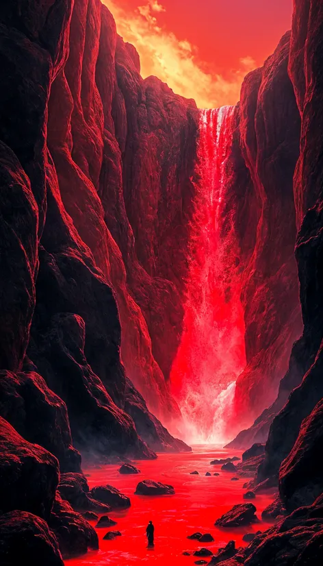 red waterfall concept art