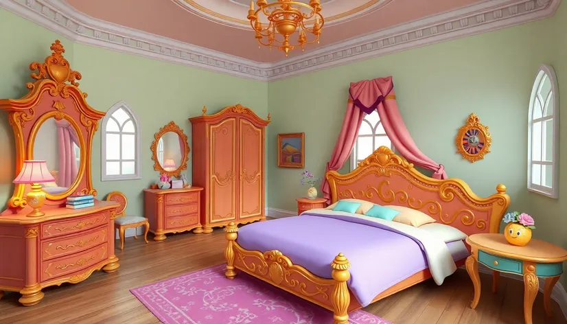 cartoon princess bedroom 3d