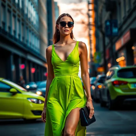 lime green color dress