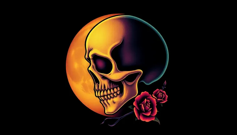 skull and moon tattoo