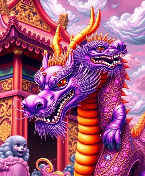 purple chinese dragon wallpaper