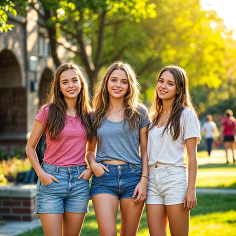 three teen girls, short