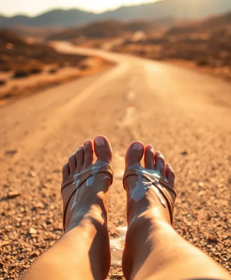 sandals melting on road