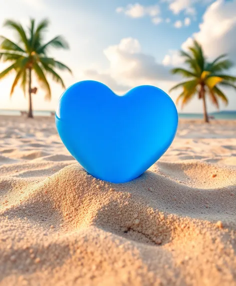 blue heart on beach